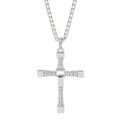 New Fast and Furious 10 Necklace Dominic Toretto Rhinestones Jesus Cross Pendant Necklace Collar Jewelry Decoration Accessories